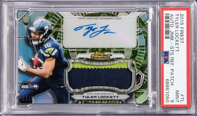 2015 Topps Finest Tyler Lockett Refractor Autographed Patch STS Jumbo #AJRR-TL card image