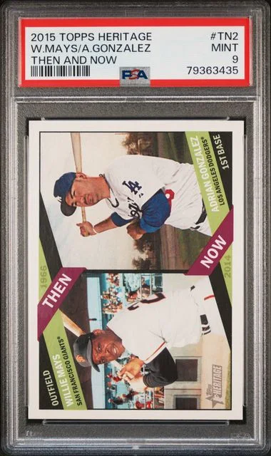 2015 Topps Heritage Adrian Gonzalez/Willie Mays Then and Now #TN2 card image