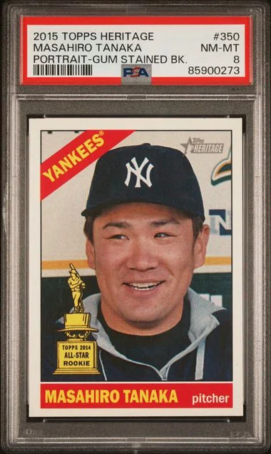 2015 Topps Heritage Masahiro Tanaka Portrait-Gum Stained Back #350 card image