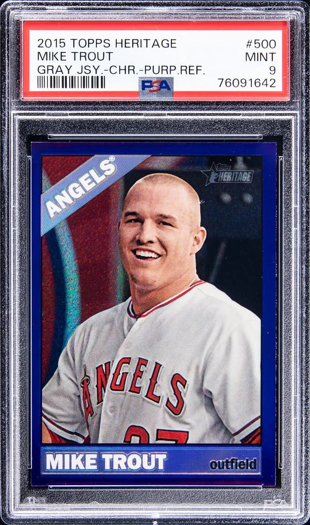 2015 Topps Heritage Mike Trout Purple Refractor #500 card image