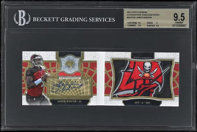 2015 Topps Jameis Winston Supreme Autograph Team Logo Patch #SATPJW card image