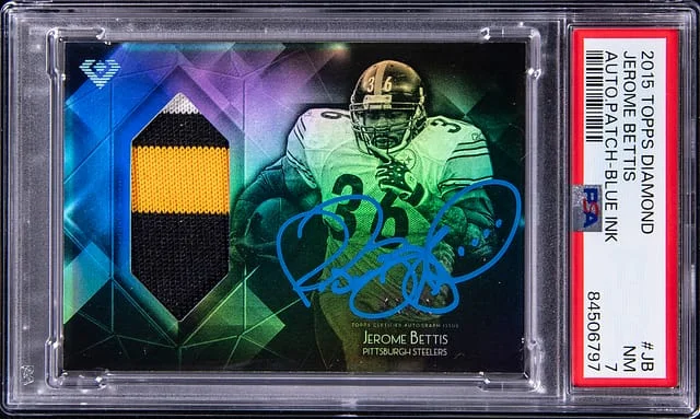2015 Topps Jerome Bettis Diamond Autograph Patch Blue Ink #JB card image