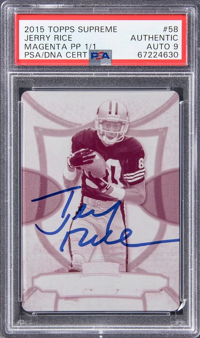 2015 Topps Jerry Rice Supreme Magenta Printing Plate #58 card image