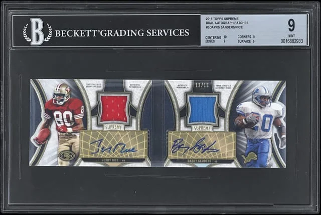 2015 Topps Jerry Rice/Barry Sanders Supreme Dual Autograph Patch Booklets #SDAP-RS card image
