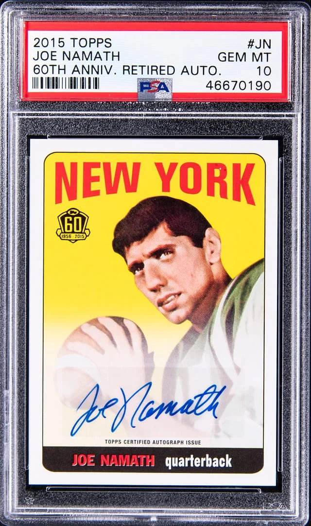 2015 Topps Joe Namath 60th Anniversary Retired Autograph #T60RA-JN card image