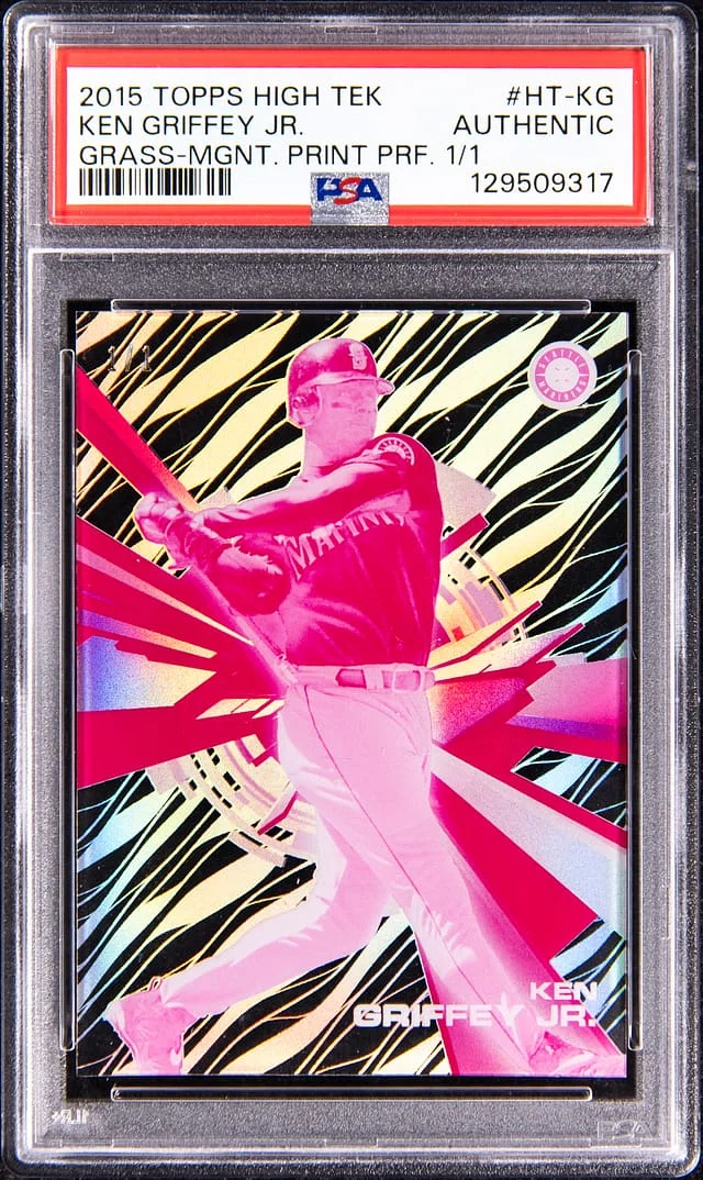 2015 Topps Ken Griffey Jr. High TEK Grass Magenta Print Proof #HT-KG card image