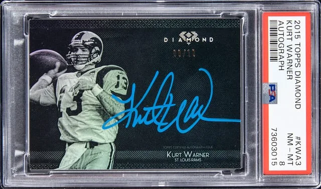 2015 Topps Kurt Warner Diamond Autographs Blue Ink #KWA-3 card image