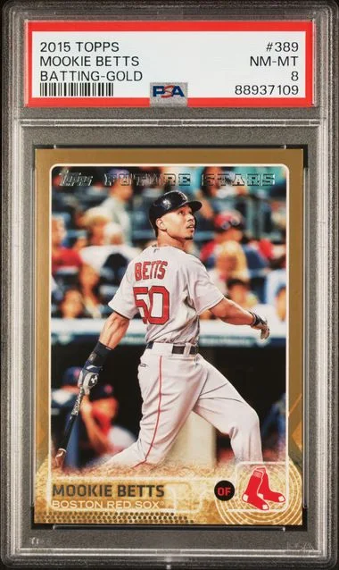 2015 Topps Mookie Betts Batting-Gold #389 card image