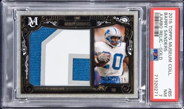 2015 Topps Museum Collection Barry Sanders Jumbo Relic Gold #MJA-BS card image