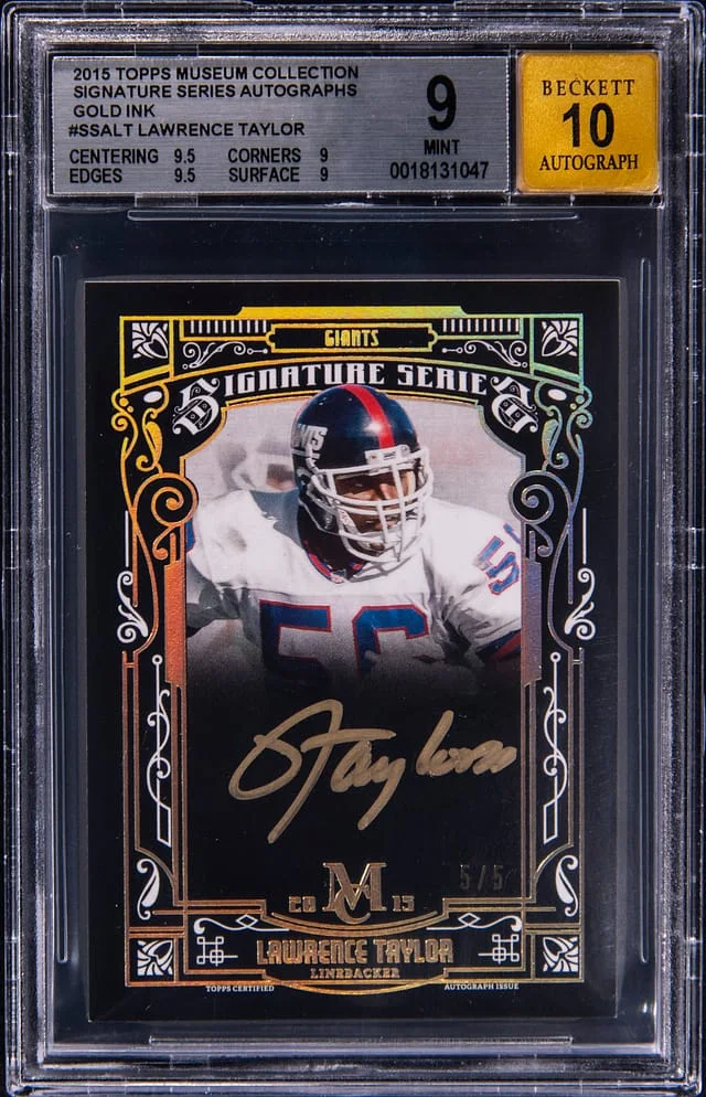 2015 Topps Museum Collection Lawrence Taylor Signature Series Autographs Gold Ink #SSA-LT card image