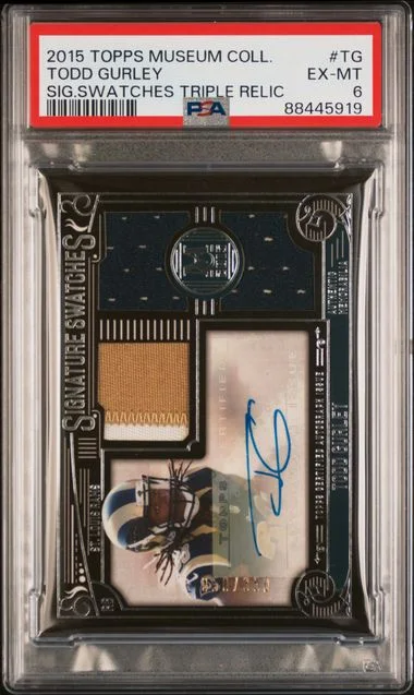 2015 Topps Museum Collection Todd Gurley Signature Swatches Triple Relic #TG card image