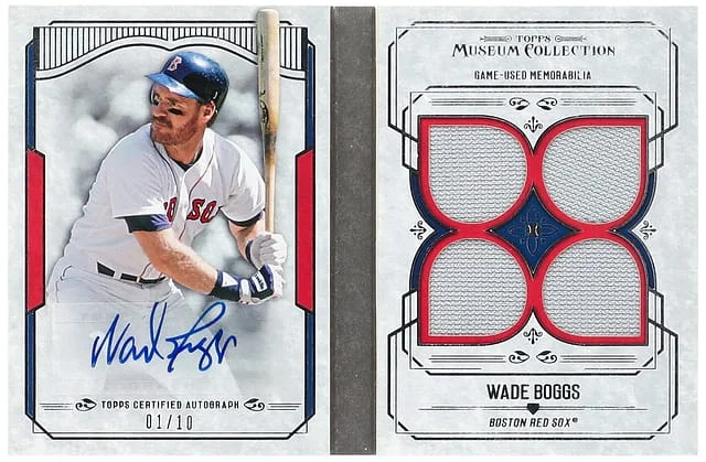 2015 Topps Museum Collection Wade Boggs Primary Pieces Quad Relic Autograph #PPQR-WB card image