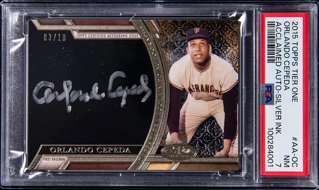 2015 Topps Orlando Cepeda Tier One Acclaimed Auto Silver Ink #AA-OC card image