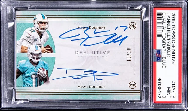 2015 Topps Ryan Tannehill/DeVante Parker Definitive Dual Autograph Blue #DA-TP card image