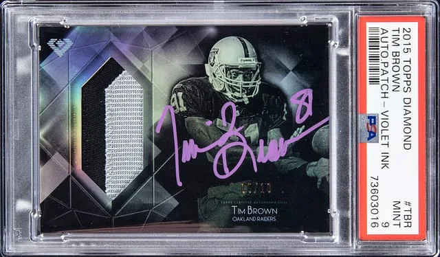 2015 Topps Tim Brown Diamond Autograph Patches Violet Ink #DAPC-TBR card image