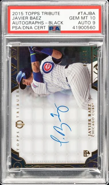 2015 Topps Tribute Javier Baez Autographs Black #TA-JBA card image