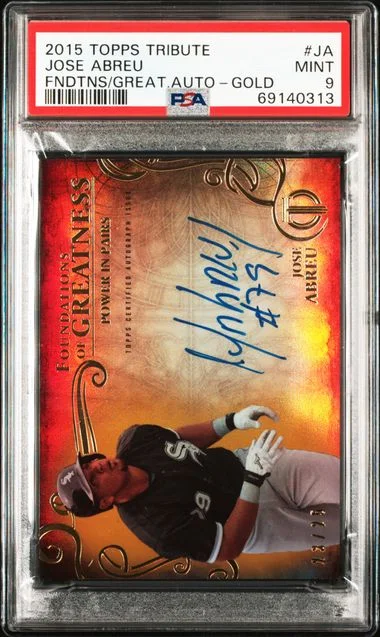 2015 Topps Tribute Jose Abreu Foundations Of Greatness Autographs Gold #THEN-JA card image