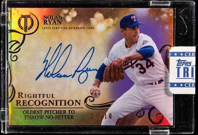2015 Topps Tribute Nolan Ryan Rightful Recognition Autographs Purple #NOW-NR card image