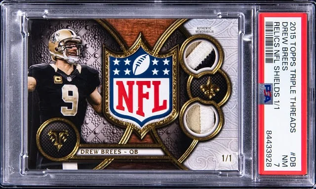 2015 Topps Triple Threads Drew Brees Relics NFL Shield #NFLS-DB card image