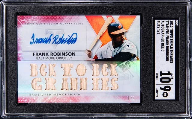 2015 Topps Triple Threads Frank Robinson Autograph Relic Ruby #TTAR-FR1 card image