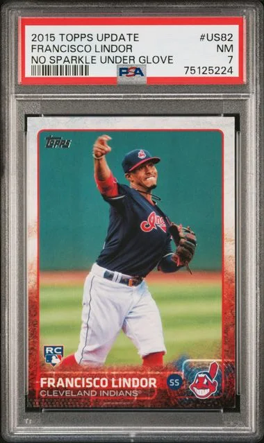 2015 Topps Update Francisco Lindor, No Sparkle Under Glove #US82 card image