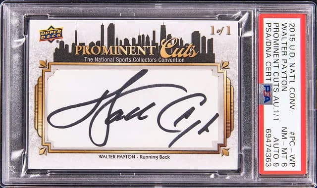 2015 U.D. National Convention Prominent Cuts Autograph Walter Payton #PC-WP card image