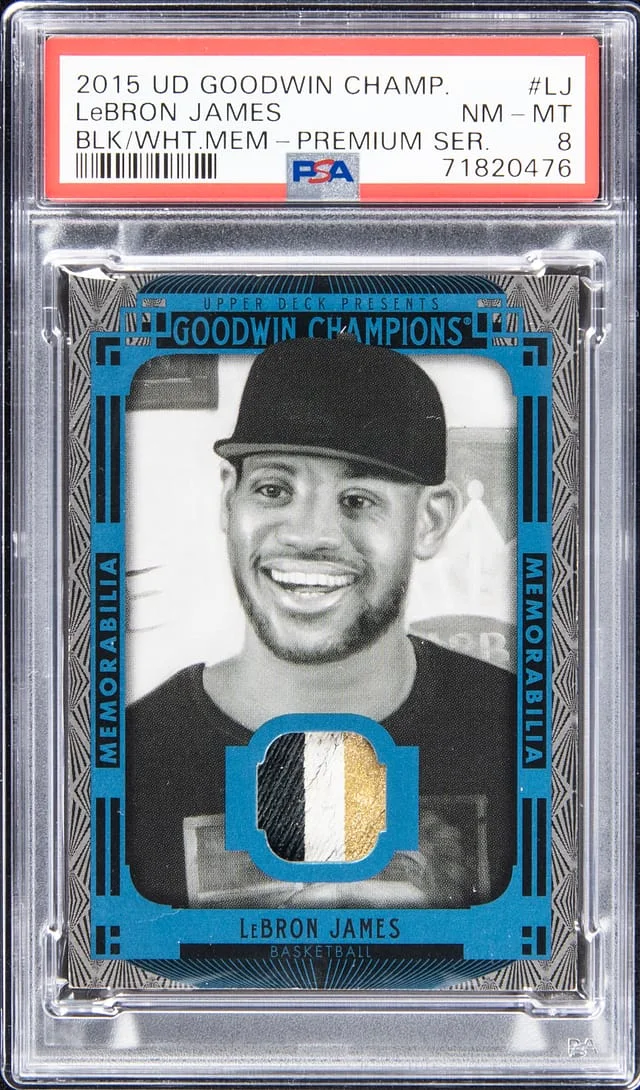 2015 Upper Deck Goodwin Champions LeBron James Black & White Memorabilia Premium Series #BWM-LJ card image