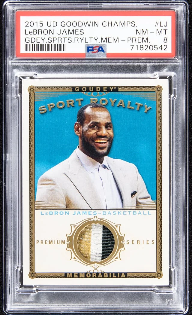 2015 Upper Deck Goodwin Champions LeBron James Goudey Sports Royalty Memorabilia Premium Series #SRM-LJ card image