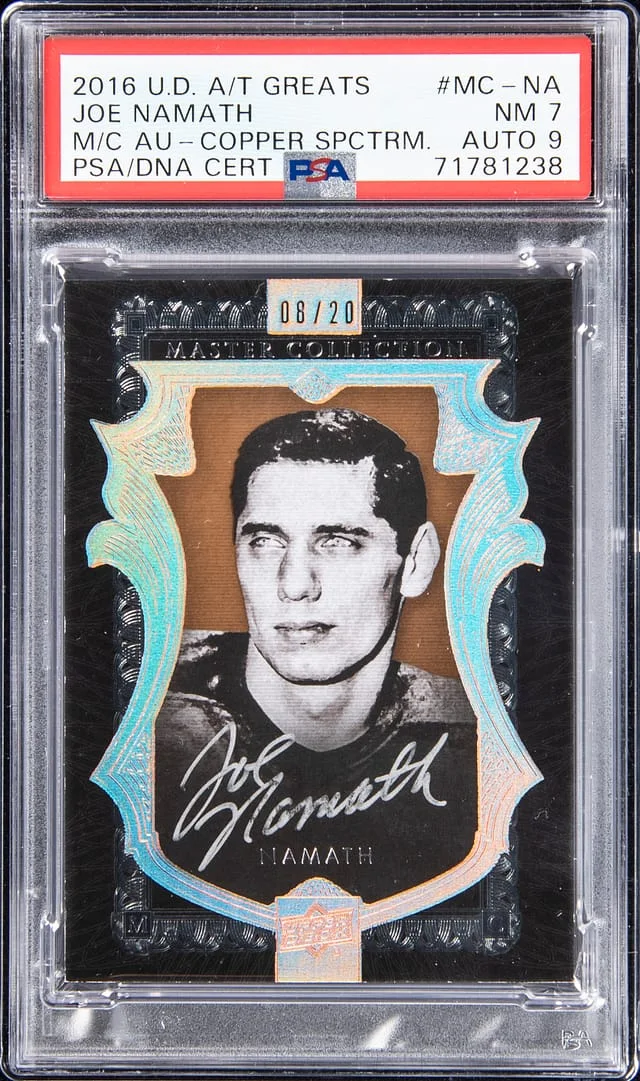 2015 Upper Deck Joe Namath Master Collection All-Time Greats Copper Spectrum Autograph #MC-NA card image