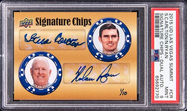 2015 Upper Deck Steve Carlton/Nolan Ryan Las Vegas Summit Signature Chips Dual Autograph #LV2-CR card image