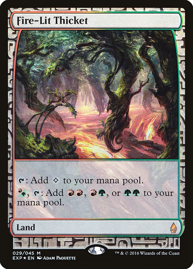 2015 Zendikar Expeditions Fire-Lit Thicket mythic #29 unlisted card image