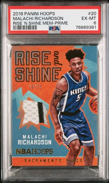 2016-17 Hoops Malachi Richardson Rise 'N Shine Memorabilia Prime #20 card image