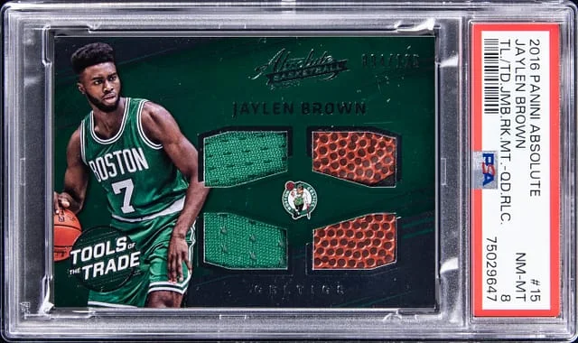 2016-17 Panini Absolute Jaylen Brown Tools of the Trade Material Quad #15 card image
