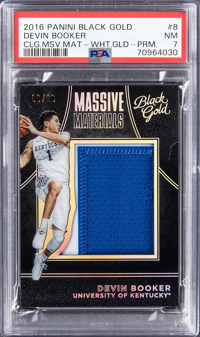 2016-17 Panini Black Gold Devin Booker Collegiate Massive Materials White Gold Prizm #8 card image