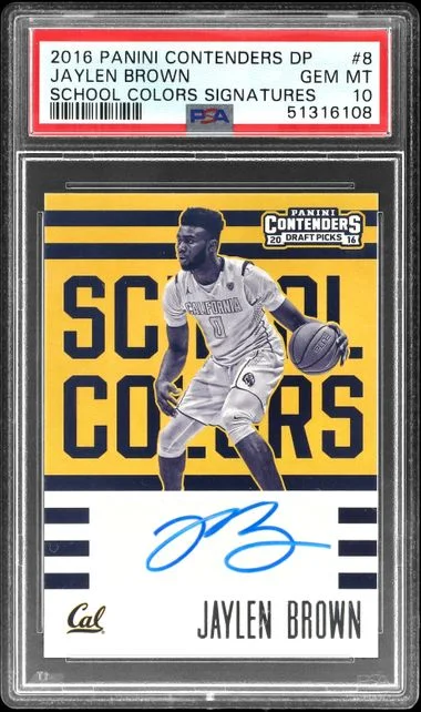 2016-17 Panini Contenders Draft Picks Jaylen Brown School Colors Signatures #8 card image
