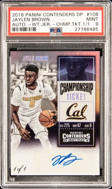 2016-17 Panini Contenders Draft Picks Jaylen Brown, White Autograph Championship Ticket #108 card image