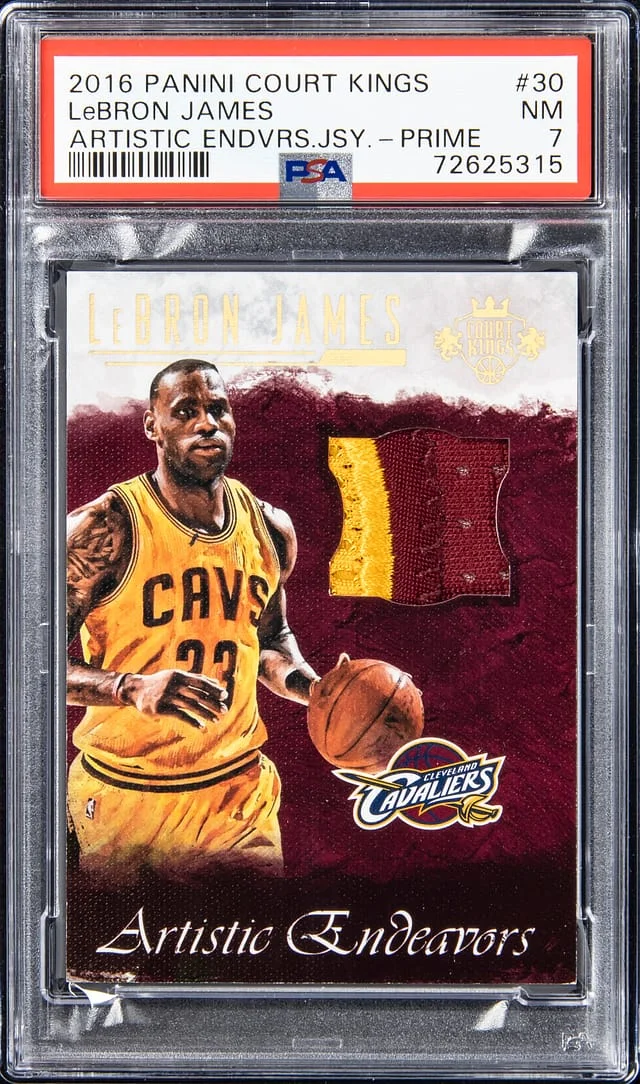 2016-17 Panini Court Kings LeBron James Artistic Endeavors Jersey Prime #30 card image
