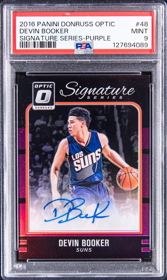 2016-17 Panini Donruss Optic Devin Booker Signature Series Purple #48 card image