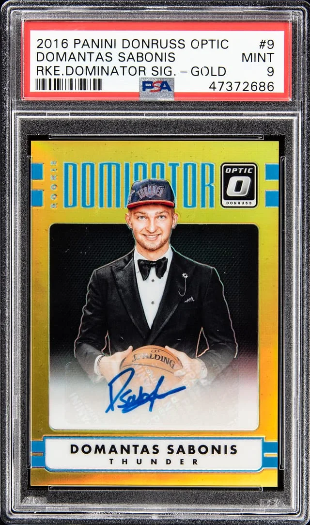 2016-17 Panini Donruss Optic Domantas Sabonis Dominator Gold #9 card image
