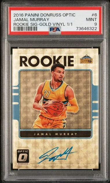 2016-17 Panini Donruss Optic Jamal Murray Signatures Gold Vinyl Prizm #6 card image