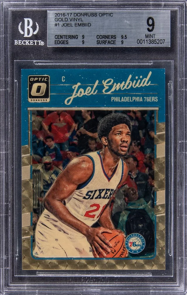 2016-17 Panini Donruss Optic Joel Embiid Gold Vinyl #1 card image