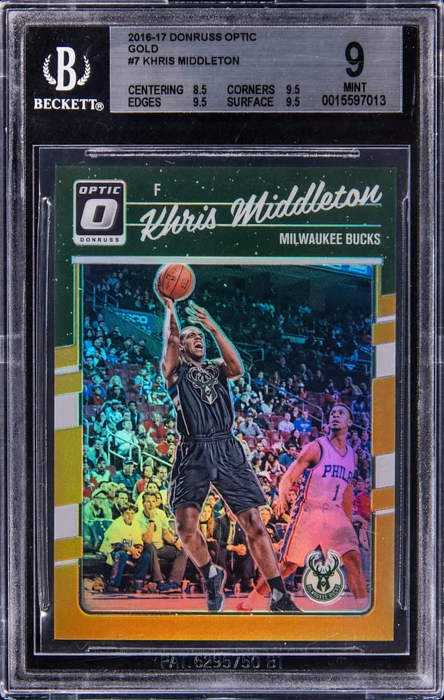 2016-17 Panini Donruss Optic Khris Middleton Gold Prizm #7 card image
