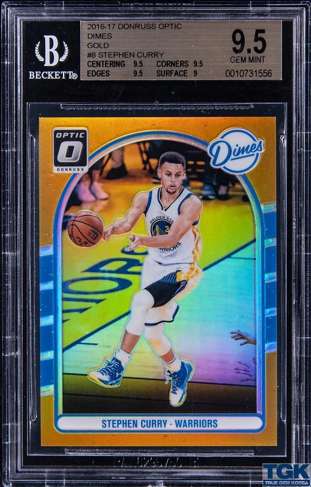 2016-17 Panini Donruss Optic Stephen Curry Dimes Gold Vinyl Prizm #8 card image