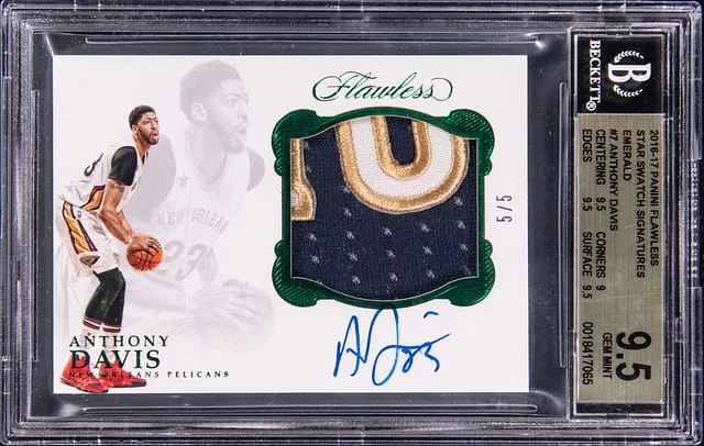 2016-17 Panini Flawless Anthony Davis Star Swatch Signatures Emerald #SS-ADA card image
