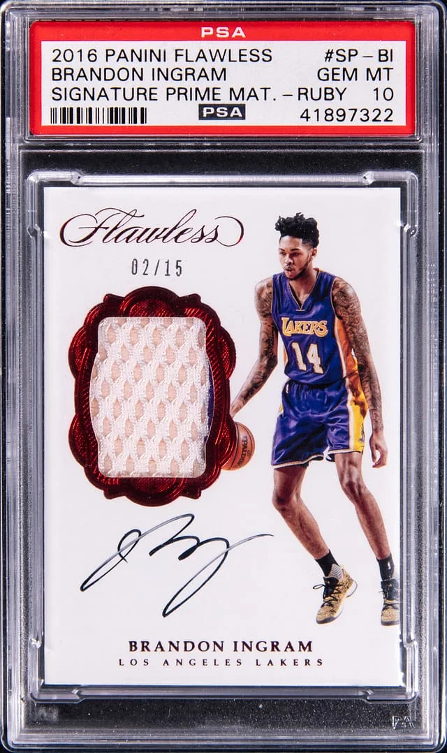 2016-17 Panini Flawless Brandon Ingram Signature Prime Materials Ruby #SP-BI card image
