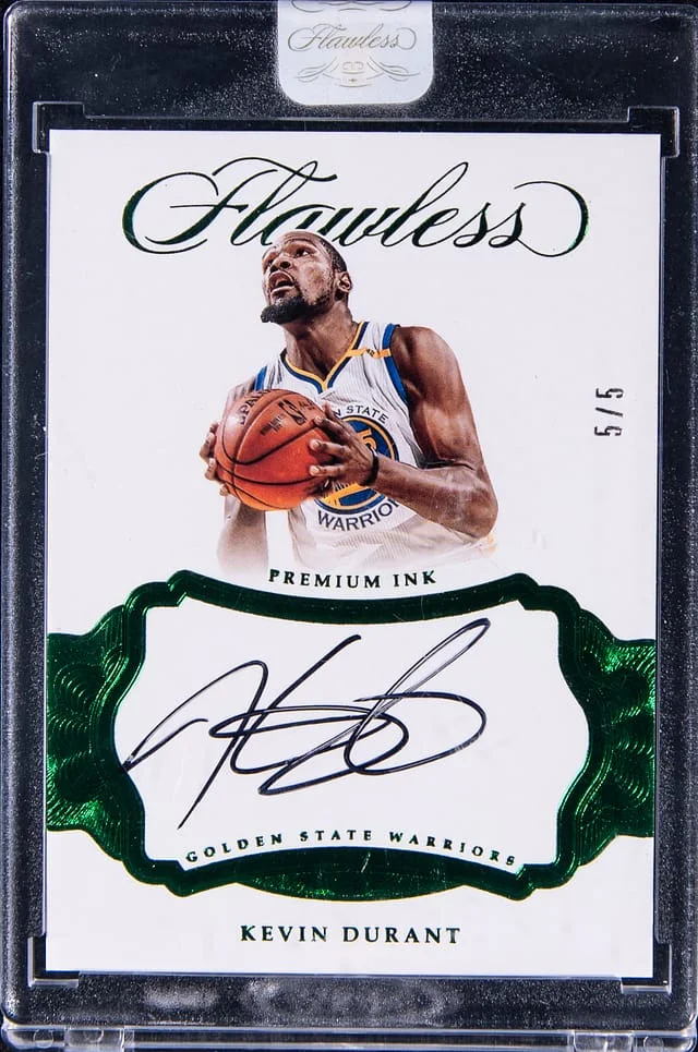 2016-17 Panini Flawless Kevin Durant Premium Ink Emerald #PI-KDU card image