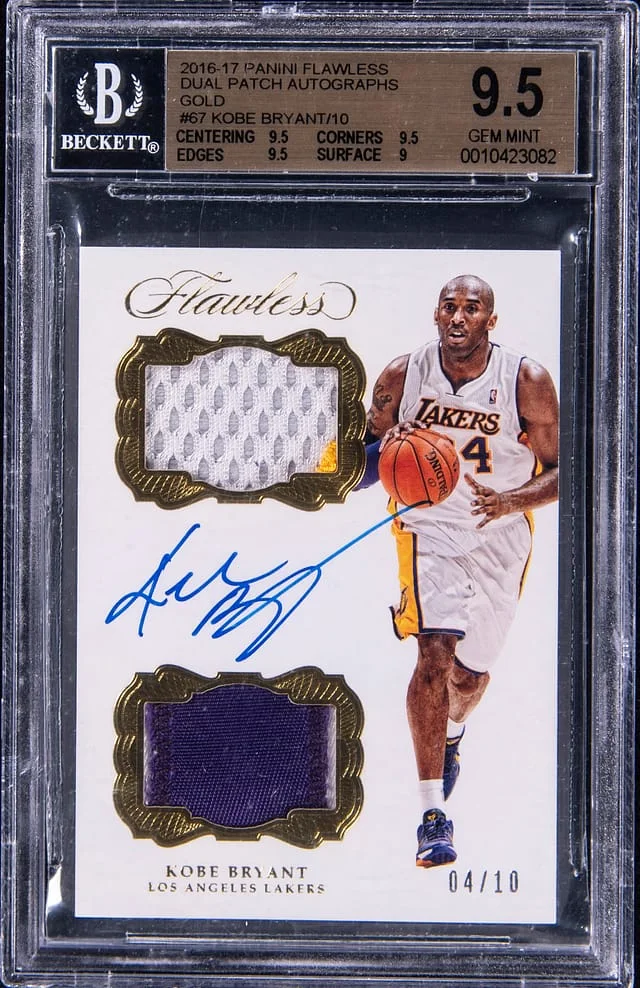 2016-17 Panini Flawless Kobe Bryant Dual Patch Autographs Gold #DPA-KBR card image
