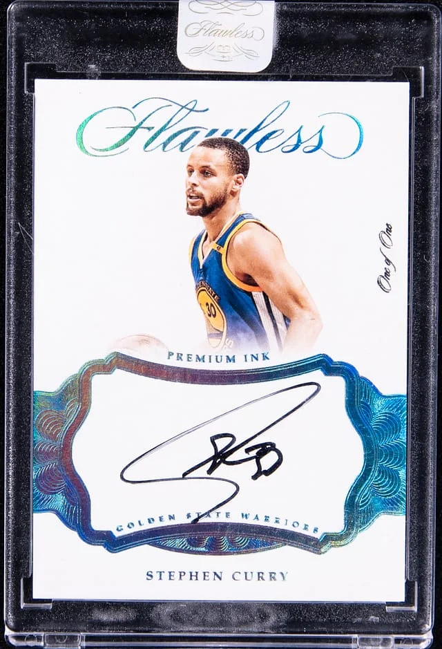 2016-17 Panini Flawless Stephen Curry Premium Ink Platinum #PI-SC card image