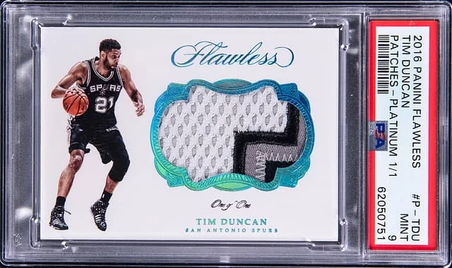 2016-17 Panini Flawless Tim Duncan Patches Platinum 1/1 #P-TDU card image