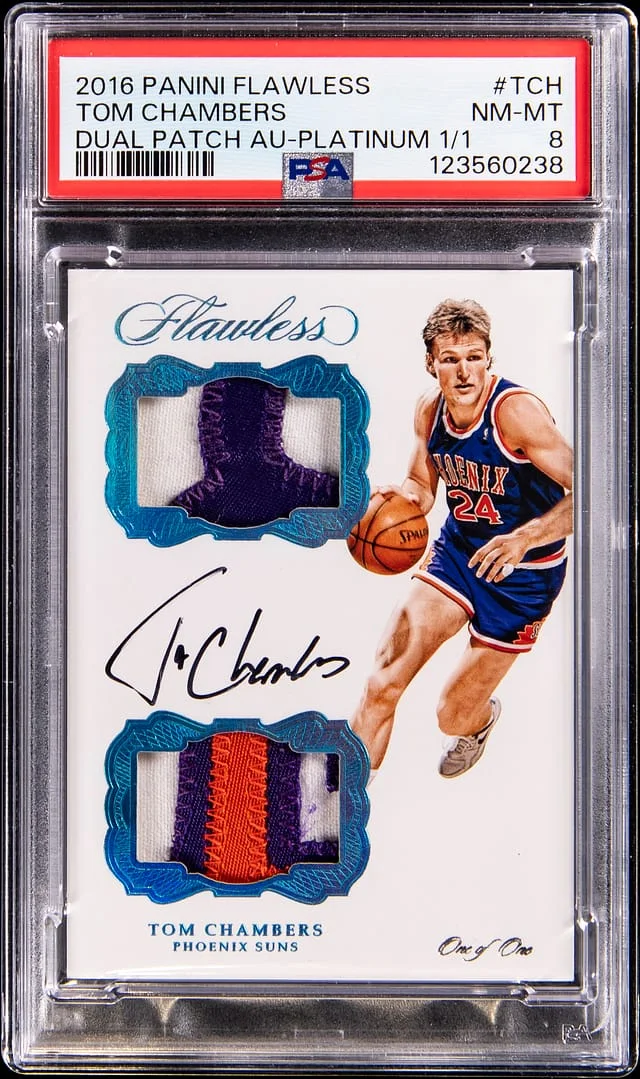 2016-17 Panini Flawless Tom Chambers Dual Patch Autograph Platinum #DPA-TCH card image